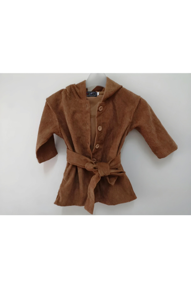 Wholesaler Chicaprie - Baby Girl's Corduroy Hooded Jacket and Belt
