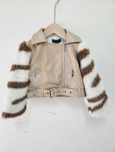 Wholesaler Chicaprie - Girl's jacket with perfecto-style body in imitation leather
