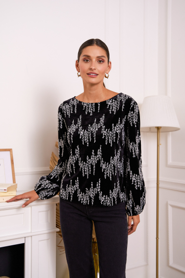 Wholesaler Choklate - Embroidered velvet blouse