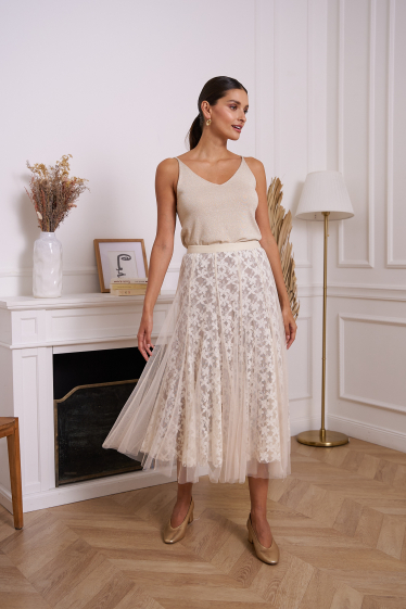 Wholesaler Choklate - Tulle skirt with lace lining