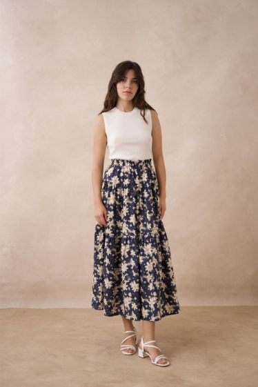 Wholesaler Choklate - Tiered skirt in printed cotton