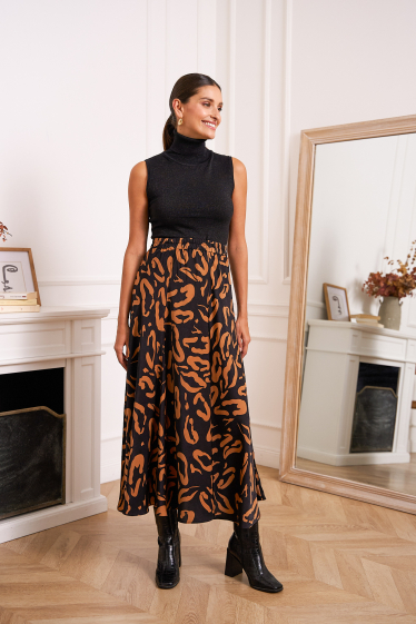 Wholesaler Choklate - Leopard print satin skirt