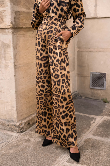 Mayorista Choklate - Pantalones palazzo con estampado de leopardo