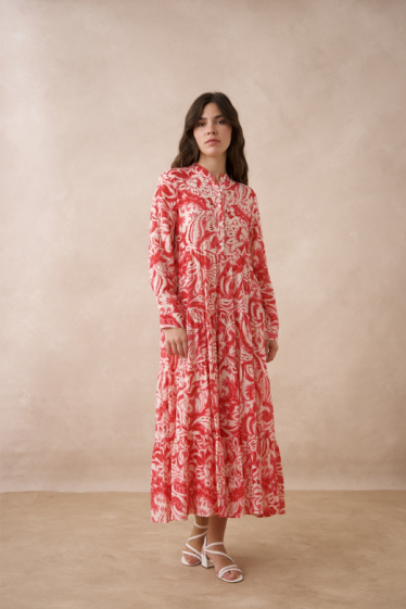 Großhändler Choklate - Marbella-Kleid aus bedruckter Viskoseseide