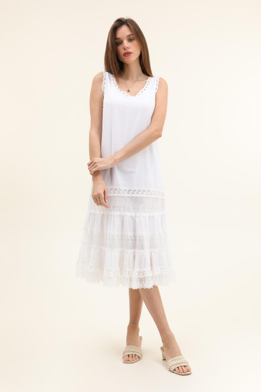 Wholesaler Choklate - Cotton and lace midi dress - 29697
