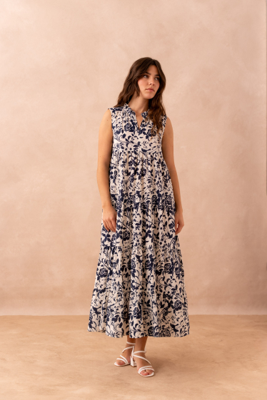 Wholesaler Choklate - Roma sleeveless dress in printed cotton