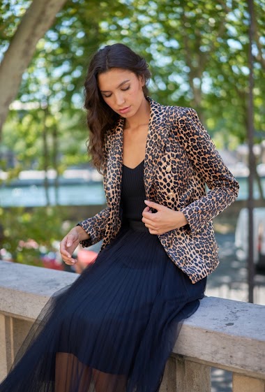 Wholesaler Choklate - Leopard Velvet Blazer Jacket