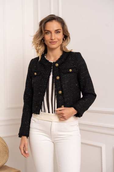 Wholesaler Choklate - Short tweed jacket with round neck