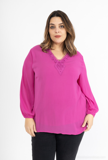 Wholesaler Christy - Double blouse with plain pearls