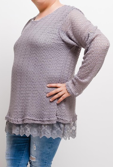 Wholesaler Christy - Knitted blouse with lace hem