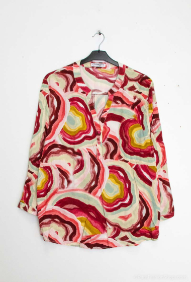 Wholesaler Christy - Casual printed blouse with roll-up sleeves