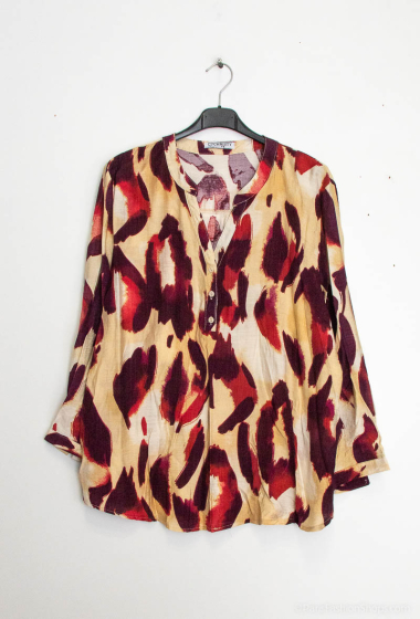Wholesaler Christy - Printed blouse with roll-up sleeves *lyocell*