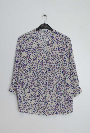 Grossiste Christy - blouse imprimée manche retroussable
