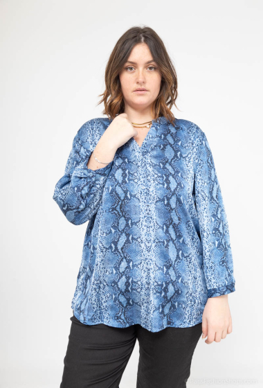 Wholesaler Christy - Printed roll-up sleeve blouse