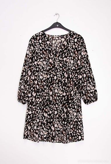 Wholesaler Christy - Heart-shaped dress with flounce  Elastic sleeve  Fluid and casual