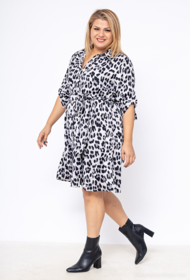 Wholesaler Christy - Leopard print shirt dress
