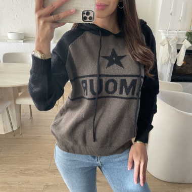 Wholesaler Ciao Milano - Hooded knit sweater with writing and star logo