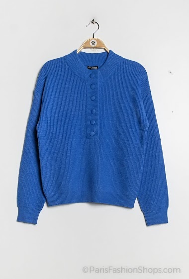 Großhändler Ciao Milano - Buttoned neck ribbed knit sweater