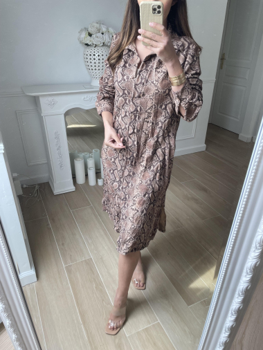 Wholesaler Ciao Milano - Suede shirt dress with python print