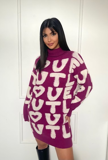 Grossiste Ciao Milano - Robe pull en maille à motifs lettres