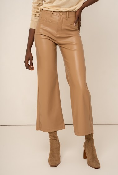 Pantalon simili cuir large hot sale