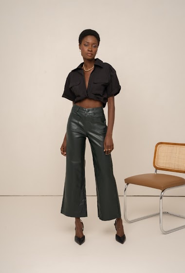 Wholesaler ORAIJE PARIS - Wileme wide-leg vegan leather pants
