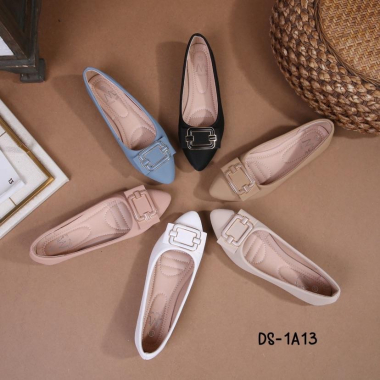 Wholesaler Cink Me - Faux pinstripe ballerinas with pointed toe and flat bow buckle