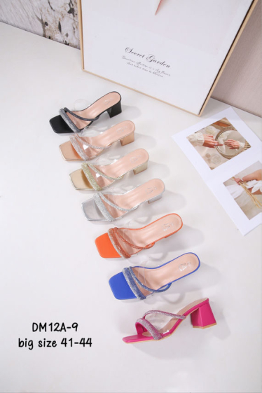 Wholesaler Cink Me - Mules with square toe and rhinestone and transparent straps