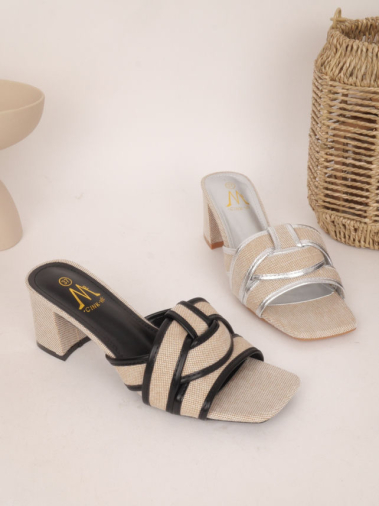 Wholesaler Cink Me - Mules with elegantly crisscrossed textile straps and loops