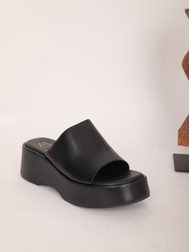 Wholesaler Cink Me - Faux mules with wedge sole and wide strap