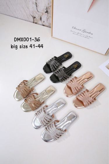 Wholesaler Cink Me - Flat mules with wide strap set with diamonds