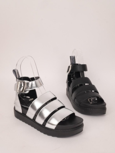 Wholesaler Cink Me - Open toe sandals, multiple high straps and ankle buckle
