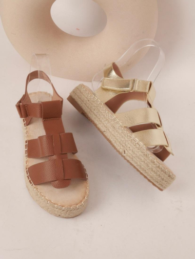 Wholesaler Cink Me - Rope wedge sandals with open toe and adjustable buckle
