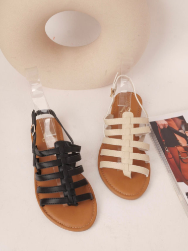 Großhändler Cink Me - Flache Sandalen aus Kunstleder mit offener Spitze und verstellbarer Schnalle