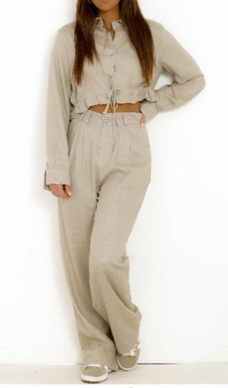 Wholesaler FOLIE LOOK - Flowy set with buttoned shirt and pants