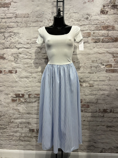 Wholesaler FOLIE LOOK - Short-sleeve striped dress