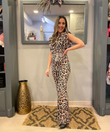 Großhändler FOLIE LOOK - Langes Kleid mit Leopardenmuster