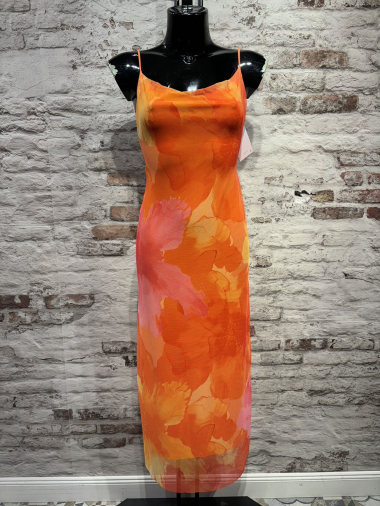 Großhändler FOLIE LOOK - Trendiges langes Kleid mit mehrfarbigen Mustern