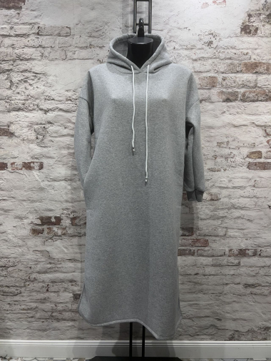 Wholesaler FOLIE LOOK - Felpal material dress with hood (cotton)