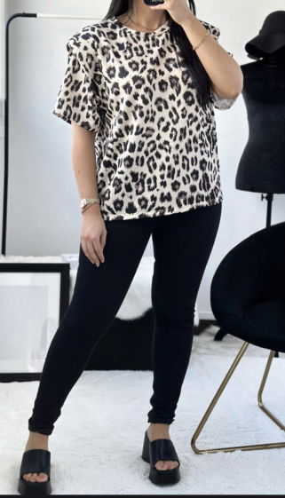Großhändler FOLIE LOOK - Rundhals-T-Shirt mit Leopardenmuster