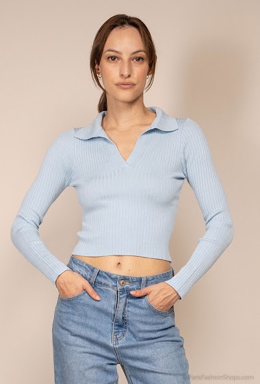 Wholesaler CM MODE - Ribbed knit sweater with open neckline
