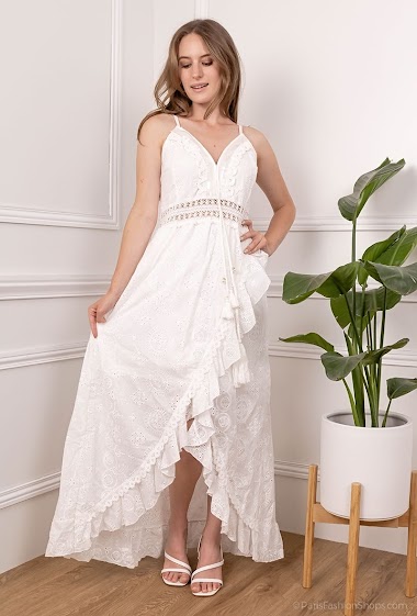 Wholesaler CM MODE - Perforated embroidered dress with string