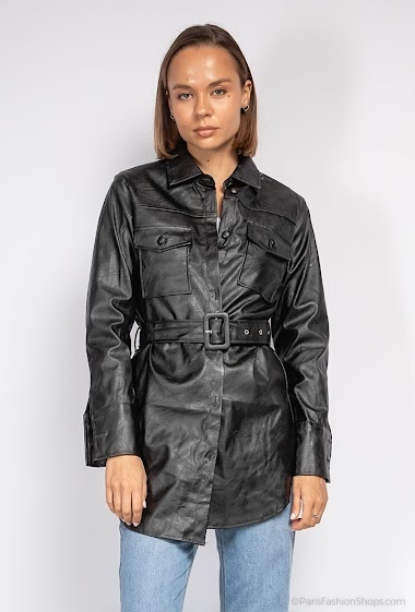 Wholesaler CM MODE - Fake leather shirt dress