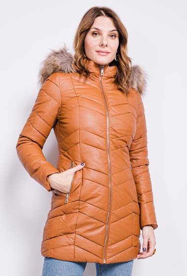 Wholesaler CMP55 - Fake leather padded coat