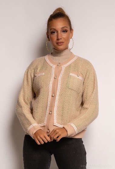 Wholesaler CMP55 - Checkered cardigan with pearls