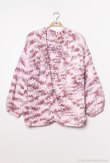 Großhändler CMP55 - Multicolor buttoned fuzzy knit cardigan