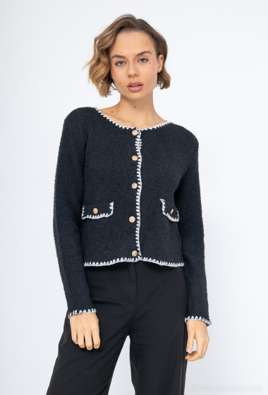 Wholesaler CMP55 - Multicolor buttoned fuzzy knit cardigan