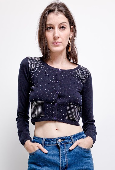 Wholesaler CMP55 - Cropped cardigan with strass