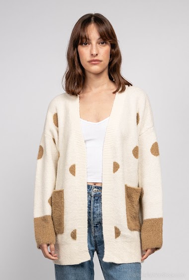 Wholesaler CMP55 - Knit cardigan and fuzzy details