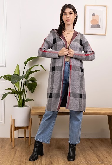 Großhändler CMP55 - Long checked hoodied cardigan